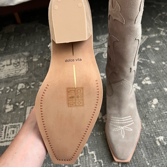 Dolce Vita Beige Heeled Boots - Picture 5 of 6